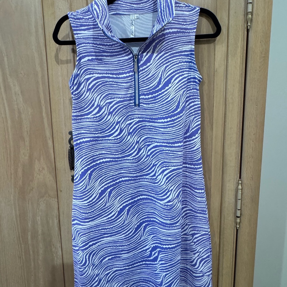Lulu-B Purple and White Wave Pattern Dress